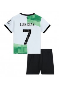 Liverpool Luis Diaz #7 Jalkapallovaatteet Lasten Vieraspeliasu 2023-24 Lyhythihainen (+ Lyhyet housut)